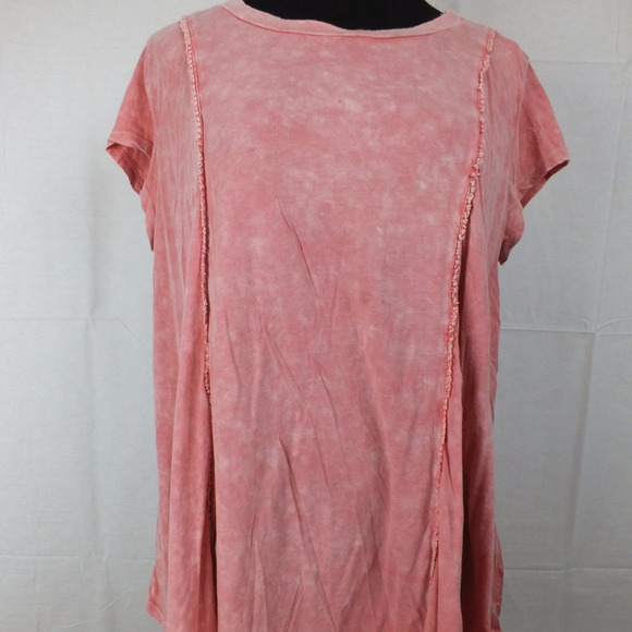 Paper Crane Tops - MINERAL WASH CORAL KEYHALL‎ Cotton Tunic top